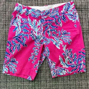 Lilly Pulitzer Chipper Bermuda Shorts in Samba Pink and Blue, Women Size 2